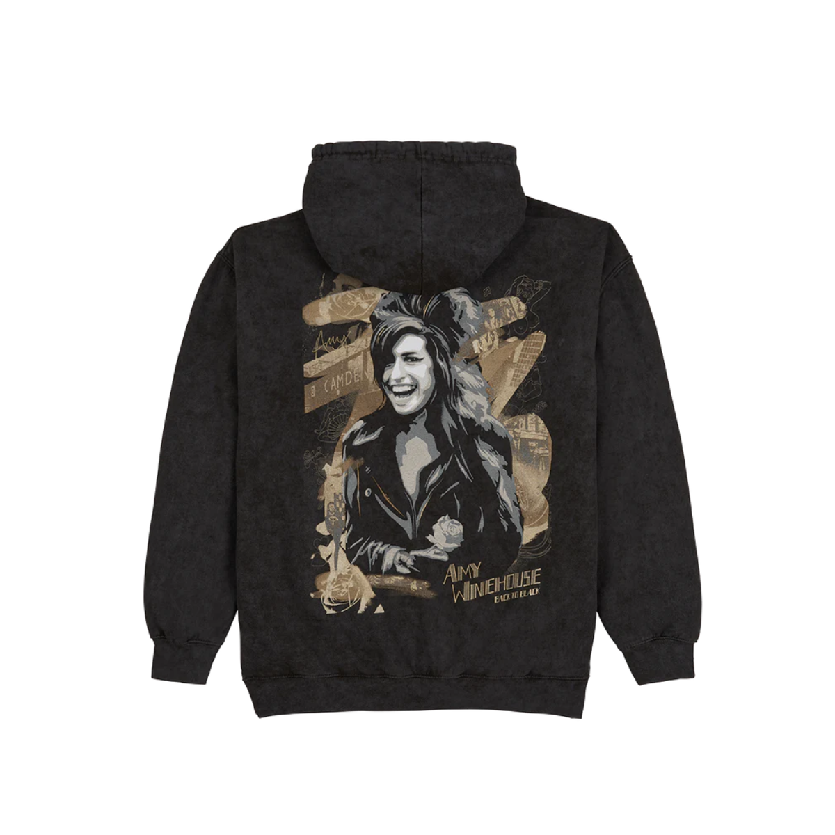 Back To Black Portrait Washed Hoodie front
