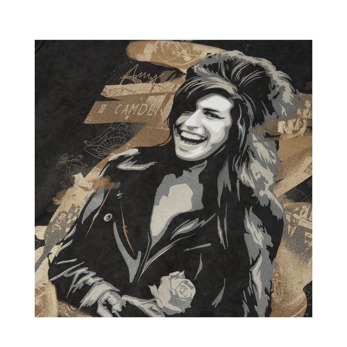 Back To Black Portrait Washed Hoodie graphic